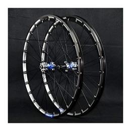 Zyy Spares Zyy MTB Front & Rear Wheel 7 / 8 / 9 / 10 / 11 / 12 Speed Freewheel Cassette Wheelset Aluminum Double Wall Disc Brake QR 24 H (Color : Blue, Size : 26in)