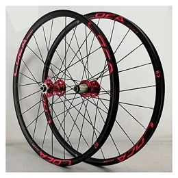Zyy Spares Zyy MTB Wheelset 26" 27.5" 29" Quick Release Disc Brake Flat Spokes Bike Wheel Aluminum Alloy fit 8 9 10 11 12 Speed Cassette Bicycle Wheelset (Color : Red-1, Size : 26in)