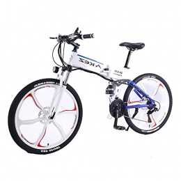 WRJY vélo 26" E-Bike Vélo électrique Professionnel 350W 36V 8Ah Batterie Pliant Vélo électrique de Montagne / Neige pour Hommes Adultes avec 27 Vitesses de Transmission White