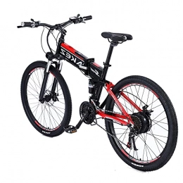 WRJY vélo 27, 5" Vélo de Montagne électrique Pliable pour Hommes Adultes，Vélos électriques 48V 9AH avec Engrenages Shimano 21 Vitesses, Ebikes de VTT avec Roue intégrée en Alliage de magnésium Red