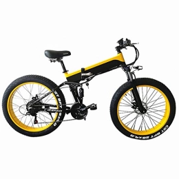 Amantiy Vélo de montagne électrique pliant Amantiy Vélo de Montagne électrique, Vélo Hybride électrique 1000W Vélo de 26 Pouces Fat Vélo 48V 12.8Ah Motoneige Pliant Fike Vélo électrique Puissant (Color : Yellow)