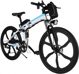 Ancheer vélo ANCHEER 26" VTT électrique Pliant Vélo de Montagne Siège réglable Vélo électrique Batterie au Lithium 36V / 8AH Système de Transmission à 21 Vitesses Charge maximale: 120 kg (Blanc)