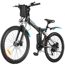 Ancheer vélo ANCHEER Vélo électrique Pliable 26 Pouces avec Batterie Lithium-ION 36V 8Ah, Vélo de Montagne électrique à 21 Vitesses, Suspension Complète, Noir