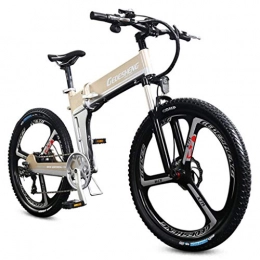 CAKG vélo CAKG Vélo Pliant électrique, vélo de Montagne - autonomie de la Batterie de 26"- 90 km, vélo Adulte, vélos Hybrides avec Freins à Disque, Fourche Avant d'amortisseur de vélo de Montagne, Gold-48V10ah