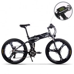 cysum Vélo de montagne électrique pliant cysum vélo électrique RT860 36V 12.8A Batterie au Lithium vélo Pliant VTT 17 * 26 Pouces vélo électrique Intelligent (Gris-Noir)