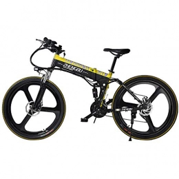 Dwm Vélos électriques 26 Pouces, Vélo de Montagne Pliant, 400W 48V10ah li-Battery Smart e-Bike pour Hommes Femmes,Black+Yellow,26''Aluminum Wheel
