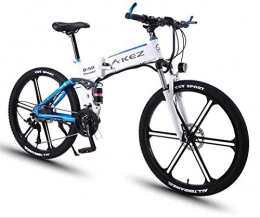 FansQ vélo FansQ New Vélo de Montagne électrique, Vélo électrique Pliant en Alliage d'aluminium Lithium électrique VTT 27 Vitesses Dual Shock Absorber Puissance vélo, pour Adulte Femme / Homme (Color : Blue)