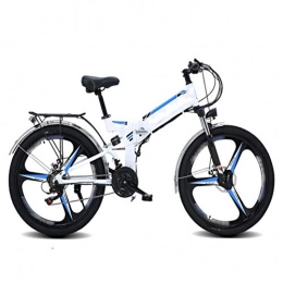 FZYE vélo FZYE 26 Pouce pliants Vélos électriques Montagne, Batterie Lithium 48V 10Ah 21 Vitesses Adultes Vélos Positionnement GPS Sports Loisirs, Blanc