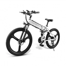 Gaoyanhang Vélo électrique de 26 Pouces - Vélo en Alliage d'aluminium Pliable à 21 Vitesses, avec Moteur sans Balai 350W 48V et écran LCD, entraînement par Batterie au Lithium 10AH (Color : White)