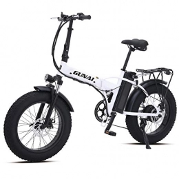 GUNAI Vélo de montagne électrique pliant GUNAI Vélo électrique Fat Bike 500W-48V-15Ah Li-Batterie 20 * 4.0 VTT Cadre en Alliage d'aluminium et écran LCD étanche avec siège arrière(Blanc)