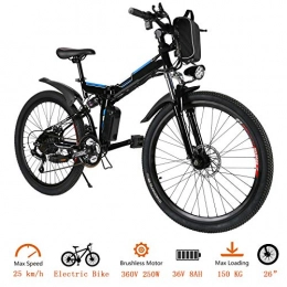 Hiriyt vélo Hiriyt Vélo Electrique 26" E-Bike - VTT Pliant 36V 250W Batterie au Lithium de Grande Capacité - Ville léger Vélo de avec moyeu 21 Vitesses (Noir, 26 Pouces)