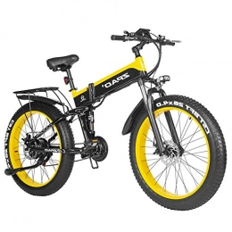 HOME-MJJ vélo HOME-MJJ 1000W Fat Tire électrique Moutain Bike 48V 12.8Ah E-Bikes Hommes Femmes Folding Mountain E-Bike City VTT avec Batterie Amovible et Un écran LCD (Color : Yeoolw, Size : 48v-12.8ah)