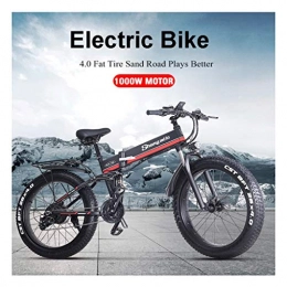 HOME-MJJ Vélo de montagne électrique pliant HOME-MJJ 48V 1000W vélo électrique 12.8AH 26x4.0 Pouces Fat Tire 21speed Vélos électriques Pliable for Adultes Femme / Homme Cyclisme extérieur Work Out (Color : Red, Size : 48V-12.8Ah)