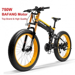 IMBM vélo IMBM T750Plus New Electric Mountain Bike 5 Niveau pédale Assist capteur, Moteur Puissant, 48V 14.5Ah Li-ION Rechargeable Downhill Fourche Upgraded Neige vélo (Color : Black Yellow-BF, Size : 750W)