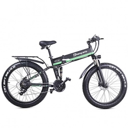 JARONOON Vélo de montagne électrique pliant JARONOON MX01 Vélo électrique Pliant de 26 Pouces, Moteur Puissant de 48V 1000W, Vélo de Montagne, Fat Bike, vélo de Neige à pédale à 5 Niveaux (Green, 1000W 12.8Ah)