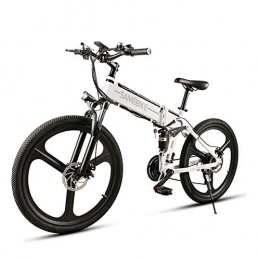 LCLLXB vélo LCLLXB Vélo électrique 26 Pouces Repliable pour vélo électrique, Nouveau vélo de Montagne 2020 Pliant avec Batteries Lithium-ION 48V 10.4Ah, Absorption des Chocs Haute résistance et 21 Vitesses, White