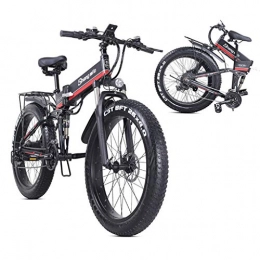 LINLIM vélo LINLIM Vélo électrique 1000W, vélo de Montagne Pliant, Fat Tire Ebike, 48V 12.8AH, vélo électrique de Montagne Beach Cruiser 21 Vitesses avec siège arrière A