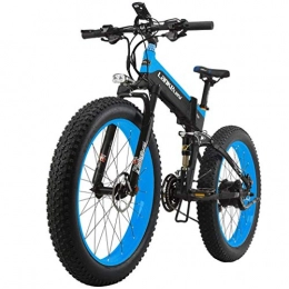 LUO Vélo de montagne électrique pliant LUO Vlo lectrique Puissant 1000W Vlo lectrique 26 Pouces 4.0 Fat 48V 10Ah Ebike 27 Speed Mountain Bike Vlo Pliant, Bleu-Noir