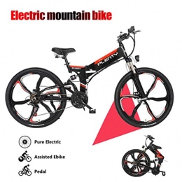  Vélo de montagne électrique pliant LYRWISHJD Électrique Pliant VTT Amovible 48V / 10Ah Lithium-ION 480W Moteur Électrique E-Bike Route Snow Mountain Commute Vélo Électrique (Color : Black)