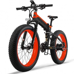 LZMXMYS vélo LZMXMYS Vlo lectrique, e-vlo 27 Vitesses Plage Mens Sport Bike Fat Electric Mountain Bike 1000W pneus for Adultes 48V 13Ah Batterie au Lithium vlo Pliant lectrique (Color : Red)