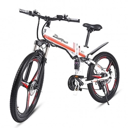 WZW vélo M80 Adulte Pliable Vélo Électrique - 26 Pouces 350W Hors Route Vélo électrique - 48V / 12.8Ah Amovible Lithium Batterie Montagne Bicyclette (Couleur : White)
