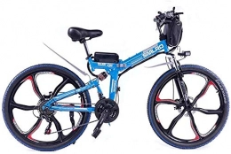 Macro Vélo de montagne électrique pliant Macro électrique VTT Roue intégré, 350W 26 « » vélo électrique avec AC 48V 8AH / 15.10 AH Batterie au Lithium-ION pour Les Adultes, 21 Vitesses, Bleu, 48V15AH350W