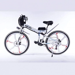 MICAKO Vélo de montagne électrique pliant MICAKO Vélo Electrique 26" e-Bike VTT 48V Batterie au Lithium de Grande Capacité et Le Chargeur Premium Suspendu et Shimano 21 Vitesses Engrenage, Blanc