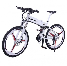 MYYDD vélo MYYDD Vlo lectrique de Montagne, 26 Pouces Pliant E-Bike 350W 24 Vitesses Citybike Commuter Bike avec 36V 10Ah Batterie au Lithium Amovible, White