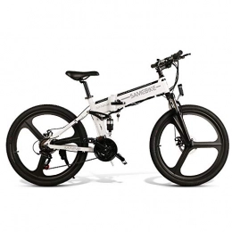 OUXI vélo OUXI Vélo électrique Pliable 3 Modes Shimano 21 Vitesses avec Batterie Lithium-ION 48 V 350 W 10, 5 Ah City Mountain Bicycle Convient pour Hommes, Femmes, Adultes (LO26 YTL Blanc)