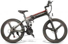 QLHQWE Samebike 26" Pliant vélo électrique E-Bike en Alliage d'aluminium 10.4AH 350W Ville de vélos, système 4-Bar Complet Suspension, Shimano 21 Vitesses, 35KM / H, 499WH, Max 80KM Distance-Noir