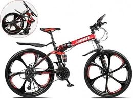 QZ vélo QZ 26 Pouces Boy Mountain Bike, 6-Couteau Pliant intgr Roue en Acier au Carbone Vlos, Double Choc Vitesse Variable de Bicyclette, Unisexe 6-11 (Color : Red, Size : 26in (30 Speed))