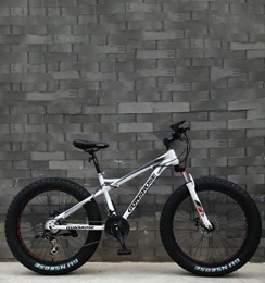 QZ Vélo de montagne électrique pliant QZ Fat Tire Adult Mountain Bike, Double Frein Disque / Haut-Carbone Cadre en Acier Vlos Cruiser, Plage de motoneige vlo, 24 Pouces Roue (Color : White, Size : 27 Speed)