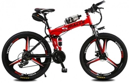 RDJM Vélo de montagne électrique pliant RDJM VTT Electrique 26" Electric Bike City Commute vélo avec Amovible 12AH Batterie, 21 Vitesse vélo électrique for Adultes (Color : Red)