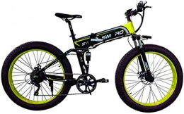 RDJM vélo RDJM VTT Electrique, 26 Pouces Fat Tire Pliant vélo électrique, 350W Adulte Moteur électrique VTT Amovible 48V / 10Ah Batterie 7 Speed ​​Cadre en Aluminium (Color : Black Green)