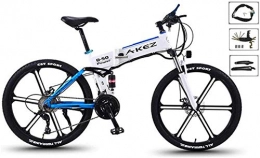 RDJM vélo RDJM VTT Electrique VTT électrique, 26" Pliant E-Bike avec léger en Alliage de magnésium 6 Spokes Roue intégré, 27 Vitesses Vitesse, Suspension Haut de Gamme complète (Color : White)