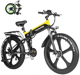 RDJM Vélo de montagne électrique pliant RDJM VTT Electrique, Vélo électrique 26 Pouces Fat Pliant pneus Neige vélo 12.8Ah Plage Li-Batterie Cruiser Montagne E-Bike (Color : Yellow)
