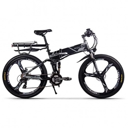 RICH BIT vélo RICH BIT 26" Vélo électrique Pliant, VTT électrique 250 W, Batterie 12, 8 Ah, Suspension complète (Gris)