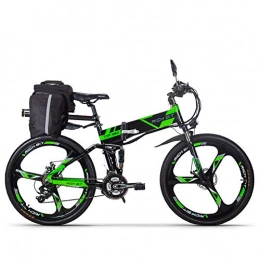 RICH BIT Vélo de montagne électrique pliant RICH BIT TOP-520 Vélo électrique Adulte, Moteur 250w, 36V*12.8Ah éclairage LED, Pneus 26 Pouces, Conduite Longue Distance 60 km, 3 Modes de Travail, Shimano 21 Vitesse (Vert+Noir)