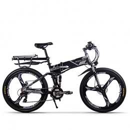 RICH BIT vélo RICH BIT Vélo de Montagne 250W Brushless Motor Sports Bike, 36V 12.8Ah Lithium Battery Electric Bike, Ebike de Frein à Disque mécanique (Gris-Noir)