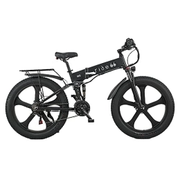 ride66 vélo ride66 Vélo Électrique VTT Pliable Fat E-Bike 26 Pouces 21 Vitesses Double Batterie pour Homme Adulte (Noir) XL