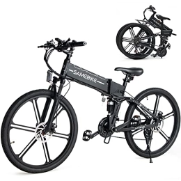 SAMEBIKE Vélo électrique avec Shimano 21 Vitesses, vélo électrique Pliable pour Homme 48V10AH 26 Pouces VTT électriques pliants avec écran LCD Couleur pour Adultes