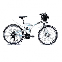 SAWOO Vélo de montagne électrique pliant SAWOO Vélo électrique 1000w VTT électrique 26 Pouces E-Bike Pliant avec Batterie Au Lithium 10ah Neige Ebike Shimano 21 Vitesses (Blanc)