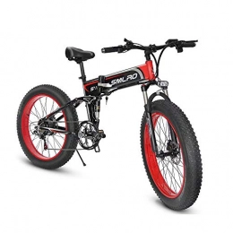 SMLRO vélo SMLRO 26''Folding Vélos Électriques pour Adultes, Fat en Alliage D'aluminium Pneus E-Bikes Vélos Tout Terrain, 48V 14.5Ah Amovible Au Lithium-ION Rechargeable avec 3 Modes D'équitation