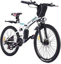 Vivi vélo VIVI Velo Electrique Pliable, 26" VTT Électrique 250W Vélo Électrique Adulte avec Batterie Amovible 8Ah, Professionnel 21 Vitesses, Suspension Complète (Blanc)