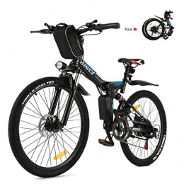 Vivi vélo Vivi vélo électrique Pliable vélo de Montagne électrique pour Adultes 250W Ebike 26 Pouces vélo électrique avec Batterie Amovible 8Ah, Professionnel 21 Vitesses, Suspension Complète