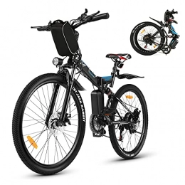 Vivi Vélo de montagne électrique pliant Vivi Vélo électrique pour homme et femme, 26 pouces, vélo électrique VTT 350 W, 36 V 8 Ah batterie au lithium et Shimano 21 vitesses, noir