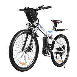 Vivi Vélo de montagne électrique pliant Vivi Vélo électrique Vélo de Montagne électrique pour Adulte, vélo électrique Pliant de 26 ``, Moteur 250W avec Batterie au Lithium-ION 36V 8Ah, engrenage 21 Vitesses (White Blue)