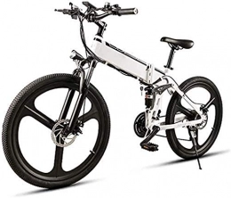RDJM vélo Vtt electrique, 26 pouces 21 vitesses électrique neige vélo pliant 350W montagne vélo électrique avec 48V10AH amovible au lithium-ion, Double en alliage d'aluminium Suspension Vélo, Vitesse maximale 3
