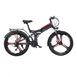 Pc-Glq Vélo de montagne électrique pliant Vélo De Montagne Électrique 24 / 26" E-Bike VTT Pliant avec Batterie Lithium-ION À Grande Capacité (48V / 10A 300W), 21 Vitesses Suspension Complète Premium & Engrenage Shimano, Noir, 24inch