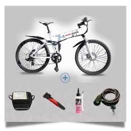 BLANCMARINE vélo Vélo Pliant 26 PM4 Electrique Blancmarine - avec Sacoche Avant, Pompe à Main, Anti crevaison et antivol - Solde - Stock limité - en Aluminium - Garantie 5 Ans